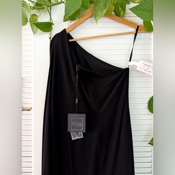 Mac Duggal | 11247 Black One Shoulder Asymmetrical Hem Flowy Dress New 4 Holiday - Picture 11 of 16